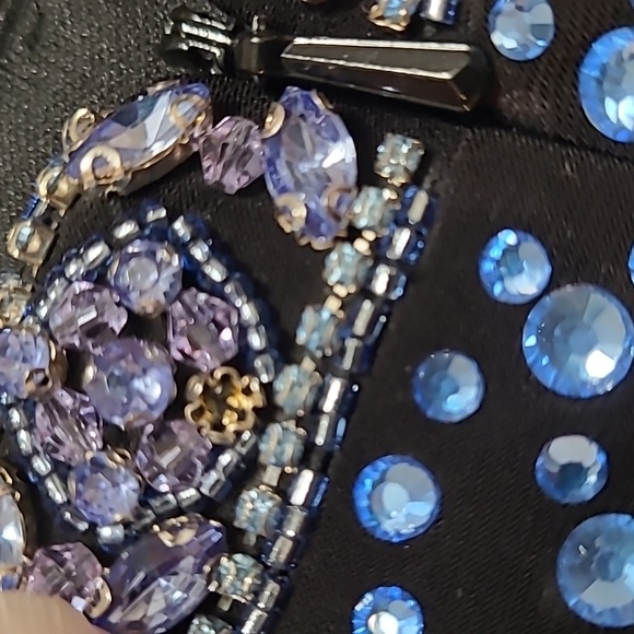 Morilee Madeline Gardner Beautiful Dress Black blue stones, Size 00 - Picture 11 of 12